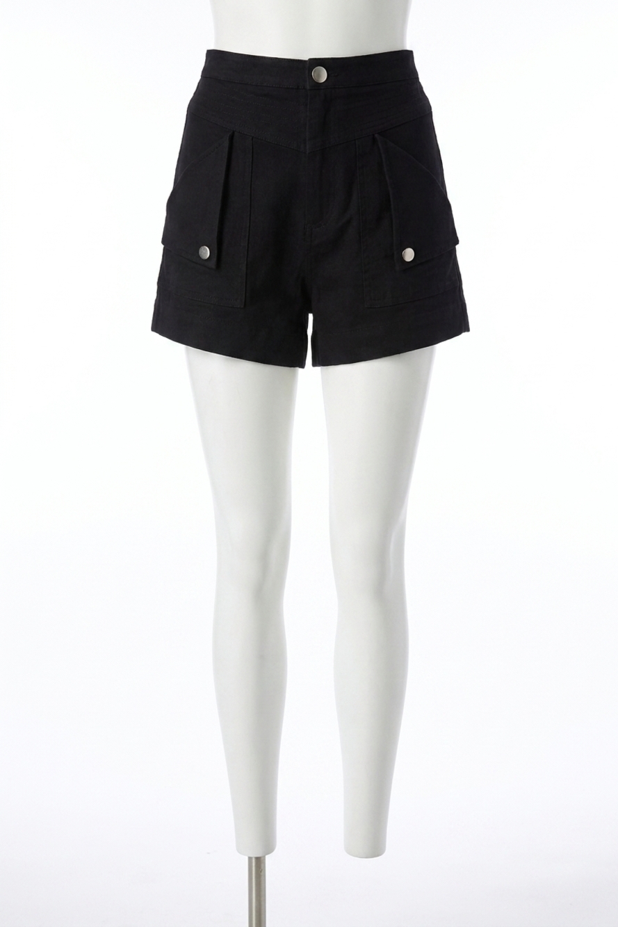 NEW ENTRO women's chelsea folded pockets shorts in black